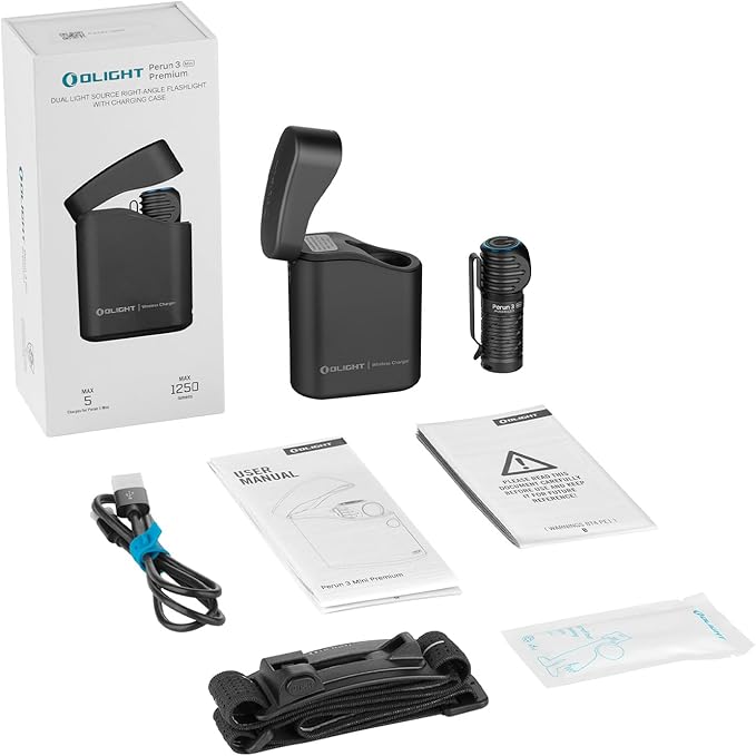 OLIGHT Perun 3 Mini Premium Headlamp 1250 Lumens Flashlight with Type-C Charging Box, Rechargeable Headlight with Red Light Option,Perfect for Working, Hiking, Camping and Climbing (Black)