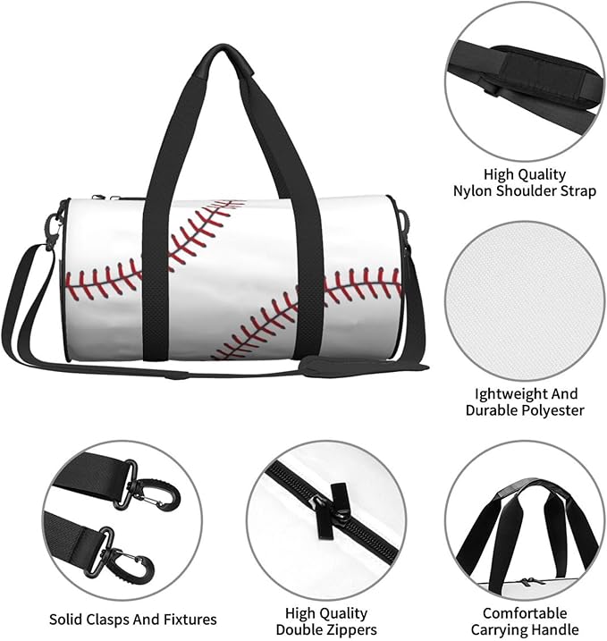 Baseball Funny Foldable Duffle Bag For Women - Workout Bag For Gym Men - Boy Gym Bag - Girls Small Weekender Duffel Bag - Packable Luggage Bag For Travel Sports