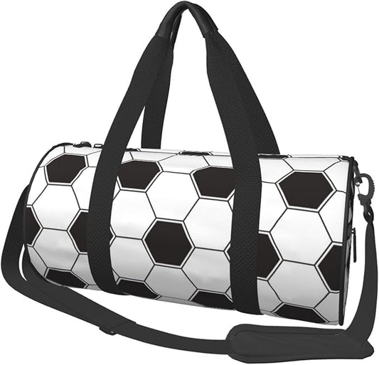 Black And White Soccer Funny Football Foldable Duffle Bag For Women - Workout Bag For Gym Men - Boy Gym Bag - Girls Small Weekender Duffel Bag - Packable Luggage Bag For Travel Sports
