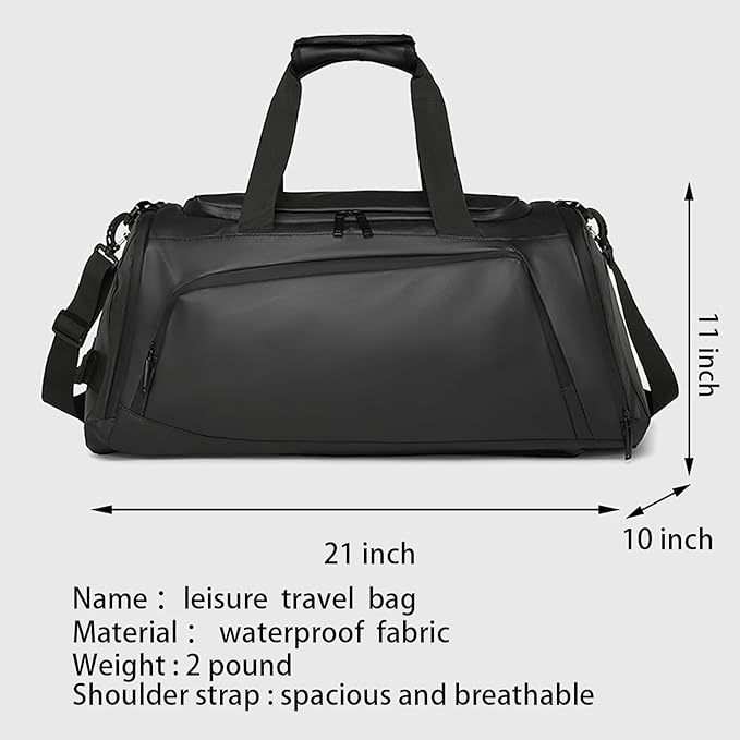 BYITFME 3 In 1 Gym Backpack With Shoes Compartment,55L Large Capacity Weekender Daypack,Waterproof Luggage Bag,Lightweight Travel Duffels Sports Handbag,All Purpose Workout Bag (Black)