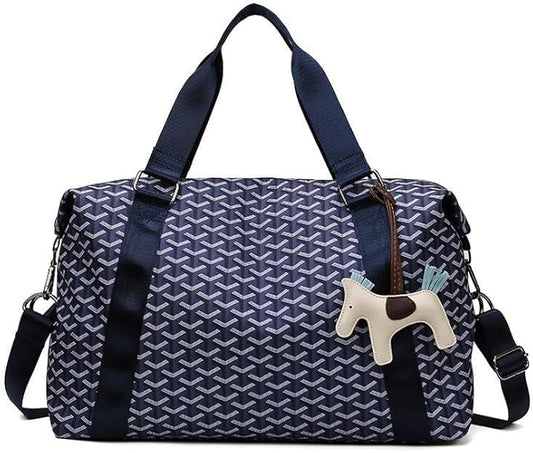 Weekender Duffel Sport Gym Bag Overnight Travel duffle Bags Wet Pocket S1-Check NavyBlue