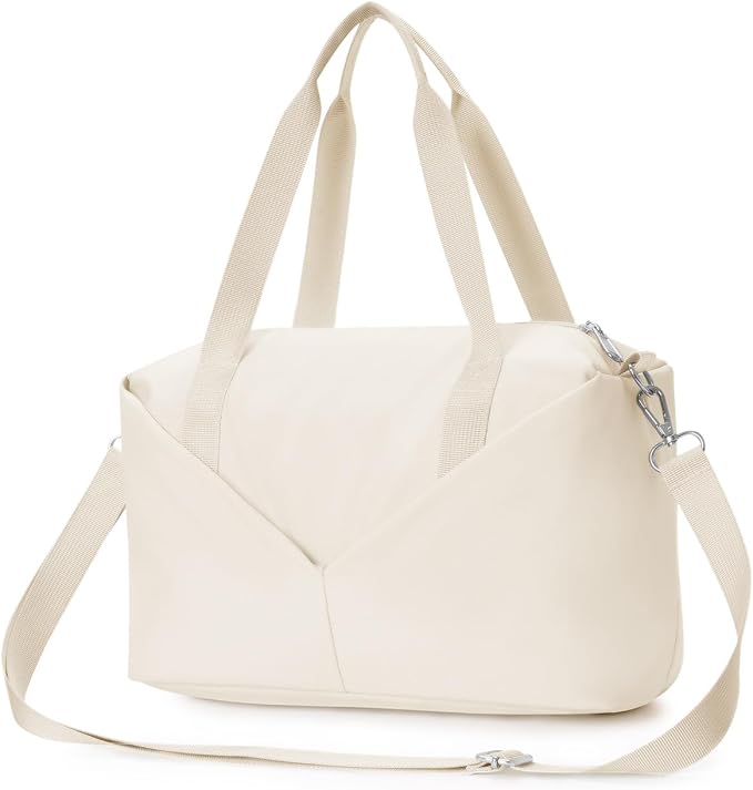 Ceneda Small Gym Bag for Women, 12 inch Mini Gym Bag with Wet Pocket, Lightweight Tote for Gym, Sport, Workout - White