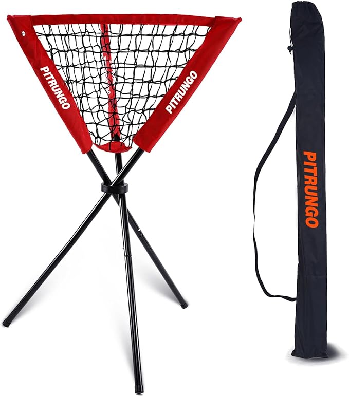 Baseball Softball Ball Caddy Portable Batting Practice Baseball Bat Bags | Use During Training and Drills | Save Your Back No More Bending | Holds up to 60 Baseballs | Instant Setup