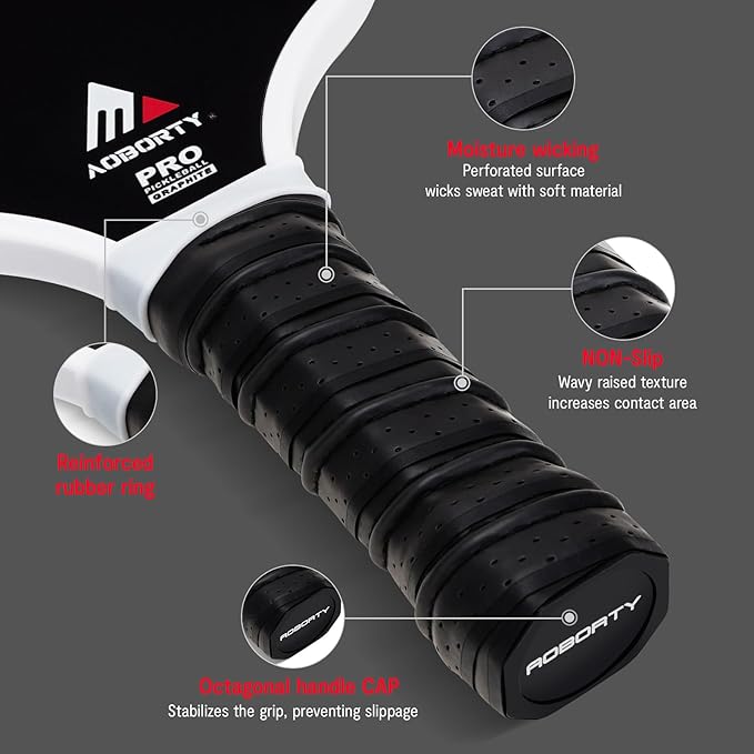 Pickleball Paddles 4 Pack - USAPA Light Graphite Premium Rackets Fiber Face & Polymer Honeycomb Core Pickleball Set with 4 Outdoor Indoor Balls Including Portable Carry Bag