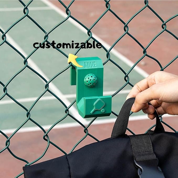 3D Printed Custom Sport Hook for Fence - Volleyball, Pickleball, Soccer, Tennis, Basketball, Football, Softball - Bag Clip for Water Bottle - 14 Colors