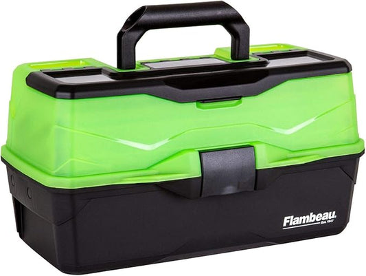 Flambeau Outdoors 6383FG 3-Tray Classic Tray Tackle Box, Portable Tackle Organizer, Frost Green/Black