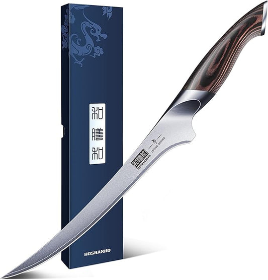HOSHANHO Fillet Knife 9 Inch, Super Sharp Boning Knife in High Carbon Stainless Steel, Professional Japanese Fish Knives for Meat Poultry Cutting