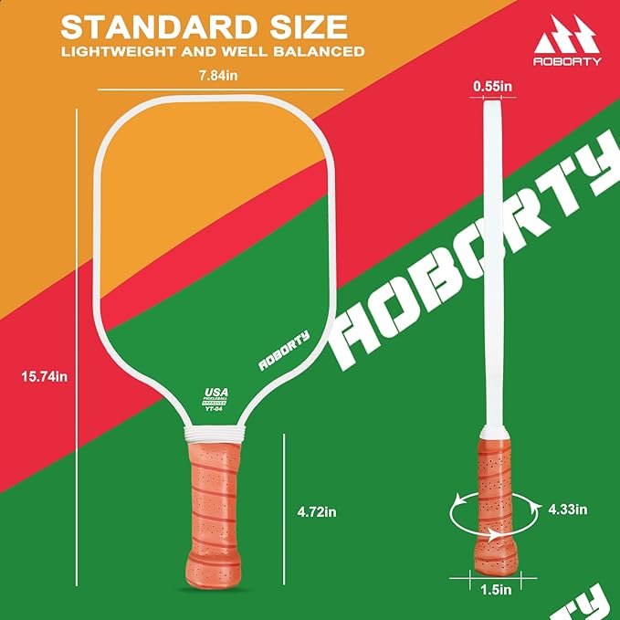 Pickleball Paddles 4 Pack - USAPA Light Graphite Premium Rackets Fiber Face & Polymer Honeycomb Core Pickleball Set with 4 Outdoor Indoor Balls Including Portable Carry Bag