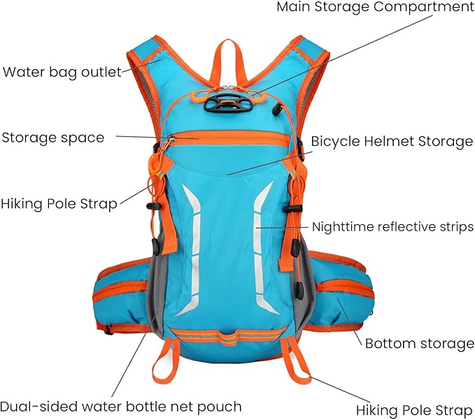 12L Hydration Backpack for Men Women,Lightweight Hydration Pack with 2L Water Bladder, Water Backpack for Cycling,Hiking,Rave,Biking and Running Outdoor Activities