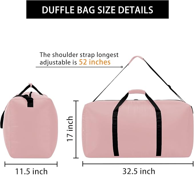 105L Extra Large Duffel Bag, 32.5 inch Travel Duffel Bag lightweight Luggage Bag-Pink