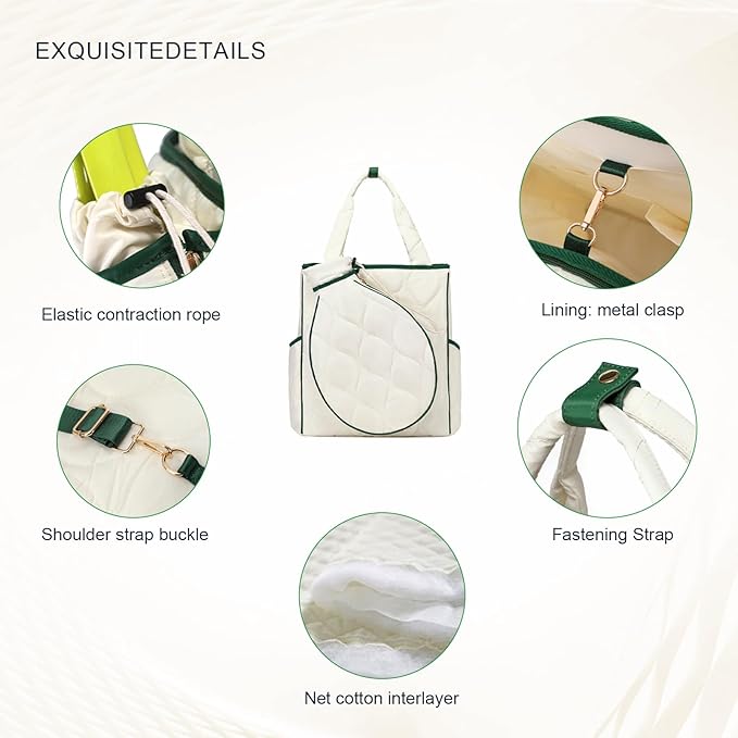 2-in-1 Tennis Tote Bag & Tennis Racket Backpack – Extra-Large Quilted Pickleball Racquet Bags, Water-Resistant & Lightweight for Men & Women