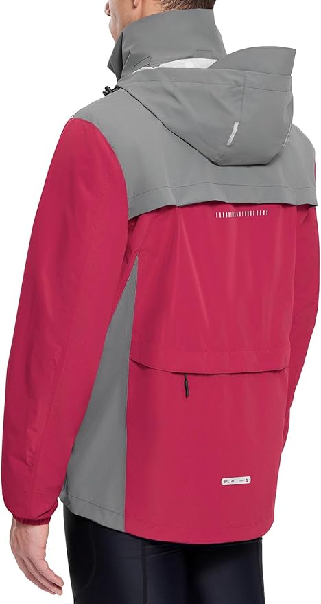baleaf Men's Rain Jacket Waterproof Windbreaker Raincoat Running Cycling Hiking Gear Hood Lightweight Reflective Packable