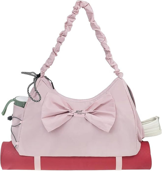 WOLT Gym Bag For Women, Yoga Mat Bag with Shoes Compartment, Wet Pocket and Water Bottle Pocket