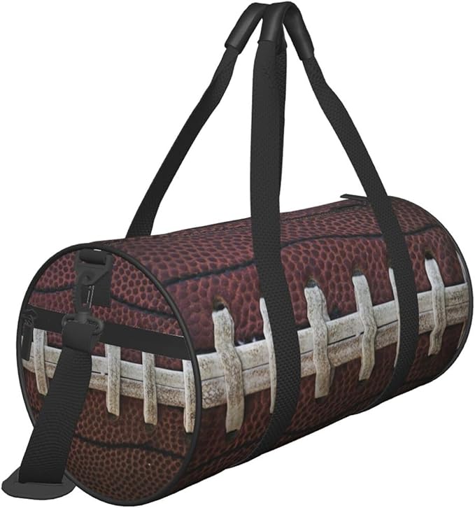 American Football Laces Sport Themed Fun Traditional Foldable Duffle Bag For Women - Workout Bag For Gym Men - Boy Gym Bag - Girls Small Weekender Duffel Bag - Packable Luggage Bag For Travel Sports