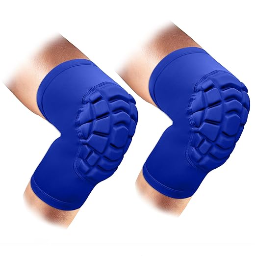 ZODEYI Wrestling Knee Pads Short Knee Sleeve, 2 Pcs Knee Compression Sleeve for Football, Basketball, Volleyball(Blue_XL_2 Pcs)