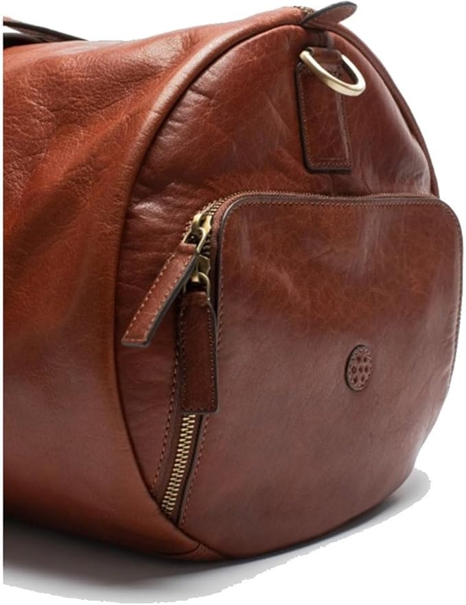 Hildebrand Leather Weekend Tennis Duffel Bag (Cognac)