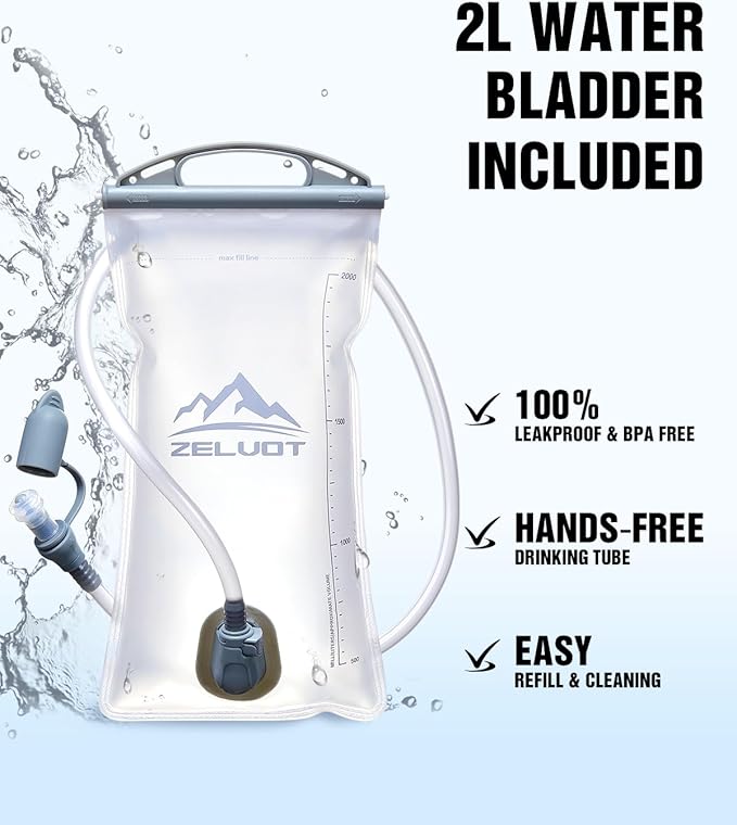 Zelvot Running Vest with 2L Water Bladder, Hydration Backpack, USA Original Patent, Lightweight Hydration Pack with Gear Holder, Reflective Chest Pack for Men Women for Marathon