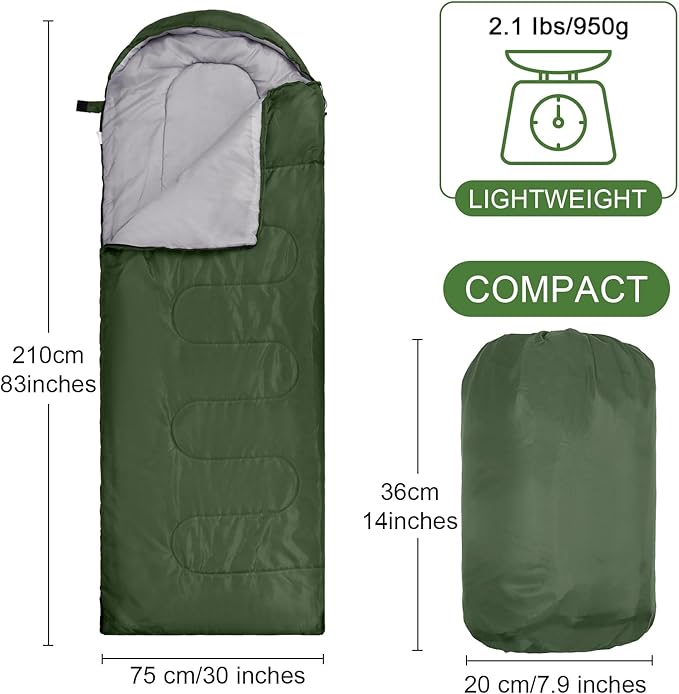 Tudomro 16 Pack Winter Camping Sleeping Bags Bulk for Homeless Adults Cold Weather Lightweight Waterproof Compact Backpacking Sleeping Bag Gifts for Travel Hiking Christmas