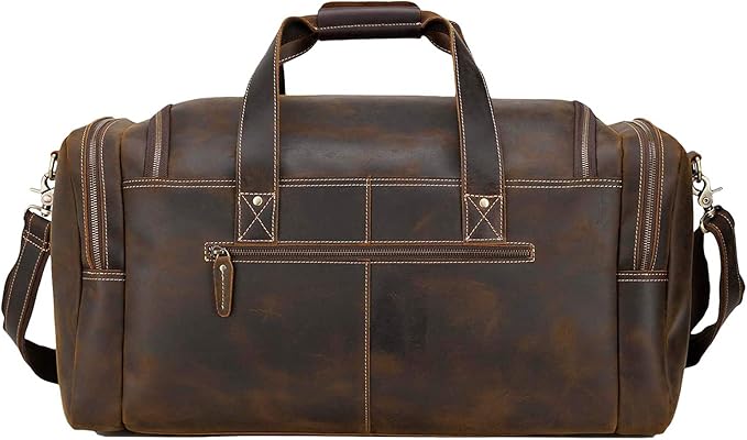 Polare 23" Full Grain Cowhide Leather Gym Duffle Weekender Overnight Travel Duffel Bag For Men