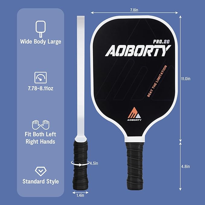 Pickleball Paddles 4 Pack - USAPA Light Graphite Premium Rackets Fiber Face & Polymer Honeycomb Core Pickleball Set with 4 Outdoor Indoor Balls Including Portable Carry Bag