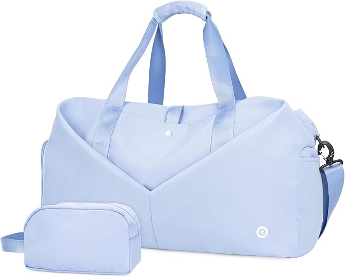 Ceneda 20" Gym Bag for Women with Wet Pocket & Shoe Compartment, Lightweight Duffel Waterproof Carry On Duffle for Travel, Yoga, Overnight (Light Blue)