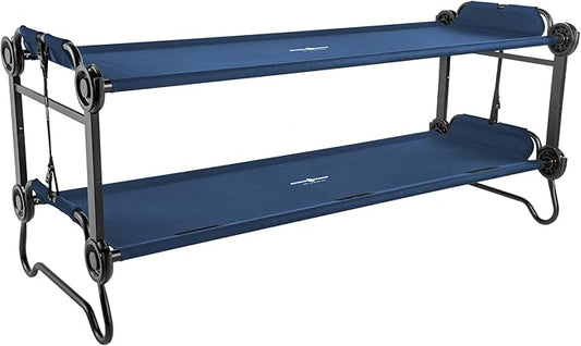 Disc-O-Bed Large Outdoor Convertible 2 Person Bench and Double Camping Cot Portable Bed Bunk System for Adults, Navy