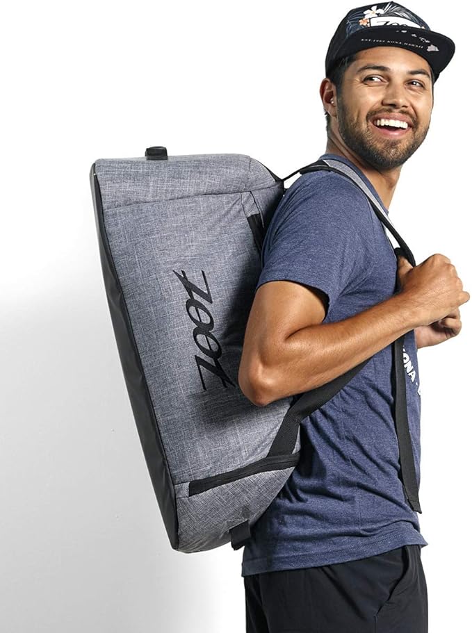 Zoot Ultra Tri Duffel, Triathlon Transition Bag or Backpack, with Wet Storage for Men & Women, Travel, Gym, Race Day, Grey