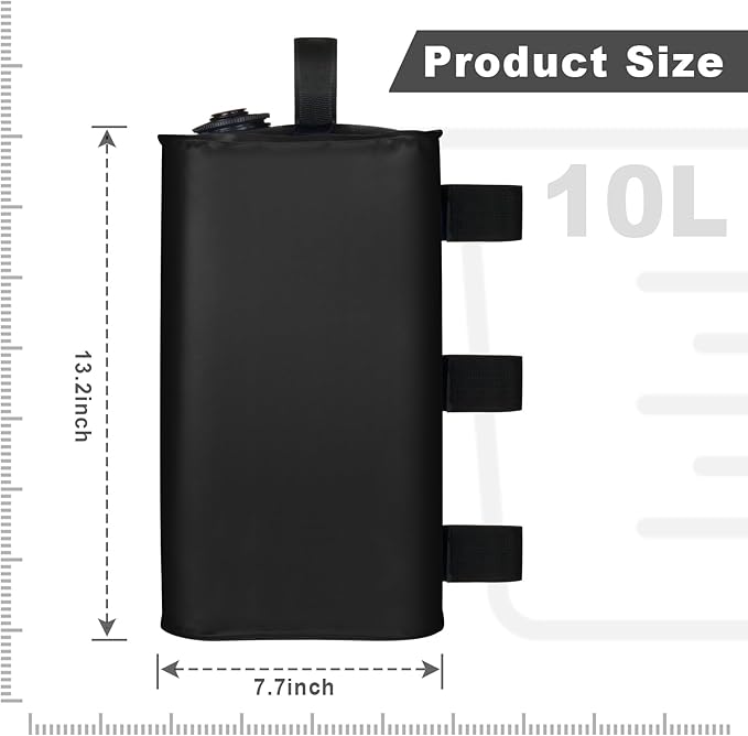 ILLUMINEW 4 Pack Canopy Water Weight Bag, 88 LBSWater Tent Weights Set of 4 Leg Weights for Gazebo, Pop Up Canopy, Canopies, Tent (Black 10L)