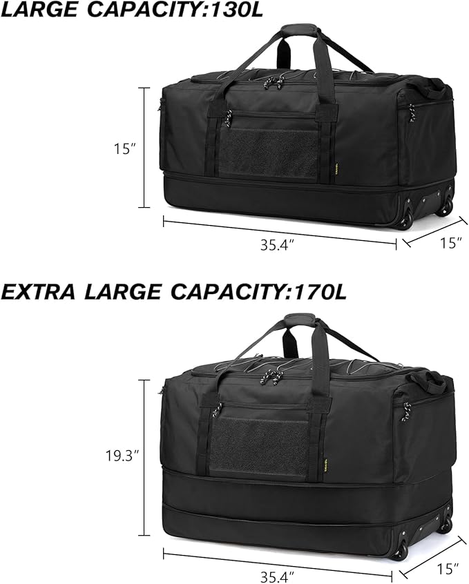 170L Extra Large Baseball Bag with Wheels Gym Duffle Softball Catchers Coach Team Equipment Bags Collapsible Rolling Travel Duffel Bat Gear Bag for Hockey Basketball Football Volleyball Soccer
