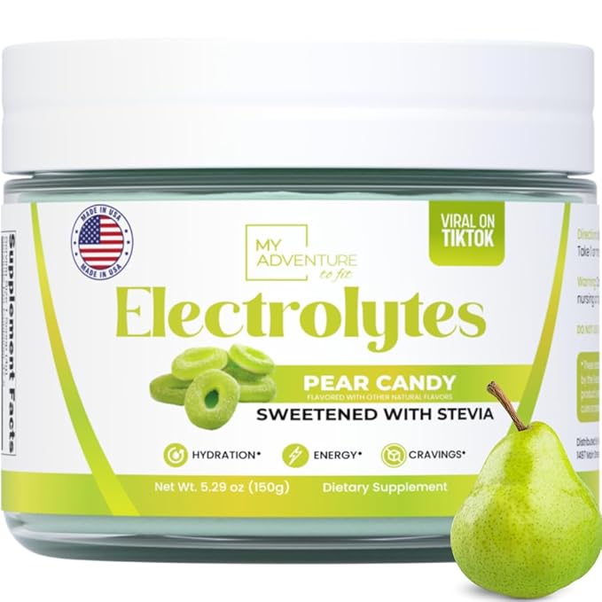 Zero Sugar - Pear Candy Electrolytes Powder - Extremely Refreshing Hydration - Caffeine Free Energy with All Natural Ingredients - Vegan, Keto, Paleo - Sugar Free Electrolytes Drink Mix - 30 Servings