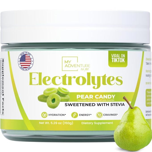 Zero Sugar - Pear Candy Electrolytes Powder - Extremely Refreshing Hydration - Caffeine Free Energy with All Natural Ingredients - Vegan, Keto, Paleo - Sugar Free Electrolytes Drink Mix - 30 Servings