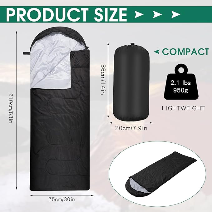 Tudomro 16 Pack Winter Camping Sleeping Bags Bulk for Homeless Adults Cold Weather Lightweight Waterproof Compact Backpacking Sleeping Bag Gifts for Travel Hiking Christmas