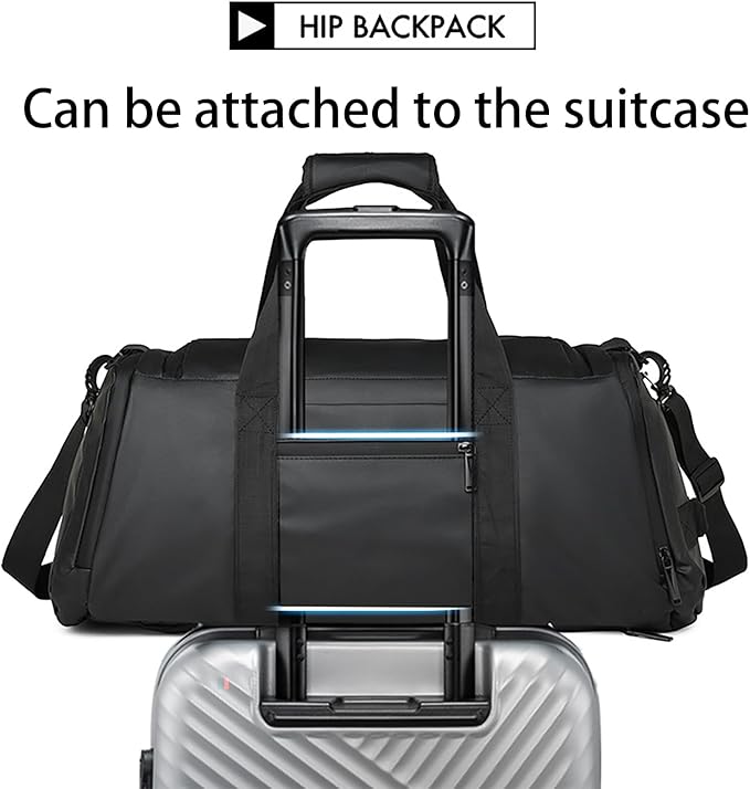 BYITFME 3 In 1 Gym Backpack With Shoes Compartment,55L Large Capacity Weekender Daypack,Waterproof Luggage Bag,Lightweight Travel Duffels Sports Handbag,All Purpose Workout Bag (Black)