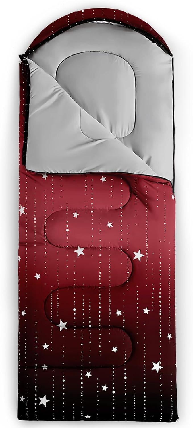 QOOMO Camping Sleeping Bags,3 Season Warm & Cool Weather,Lightweight,Waterproof Sleeping Bags for Adults & Kids,Traveling,and Outdoors,Camping Gear Equipment