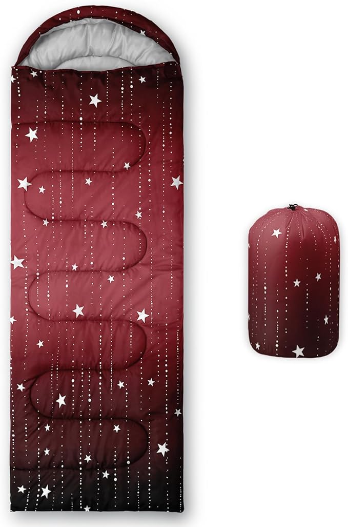 QOOMO Camping Sleeping Bags,3 Season Warm & Cool Weather,Lightweight,Waterproof Sleeping Bags for Adults & Kids,Traveling,and Outdoors,Camping Gear Equipment