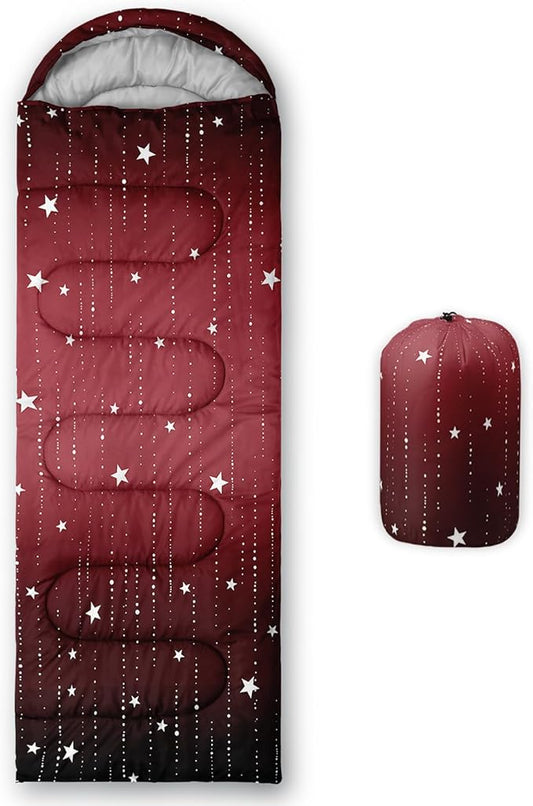 QOOMO Camping Sleeping Bags,3 Season Warm & Cool Weather,Lightweight,Waterproof Sleeping Bags for Adults & Kids,Traveling,and Outdoors,Camping Gear Equipment