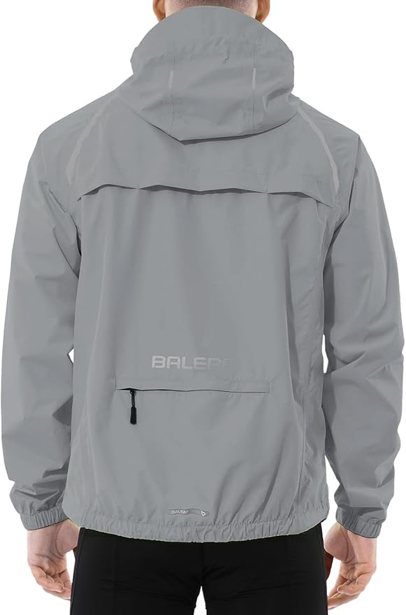 baleaf Men's Rain Jacket Waterproof Windbreaker Raincoat Running Cycling Hiking Gear Hood Lightweight Reflective Packable