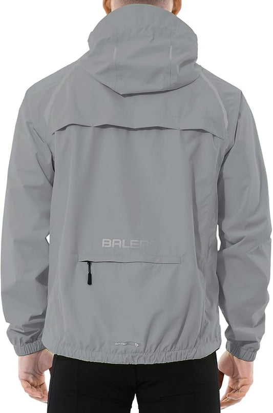 baleaf Men's Rain Jacket Waterproof Windbreaker Raincoat Running Cycling Hiking Gear Hood Lightweight Reflective Packable