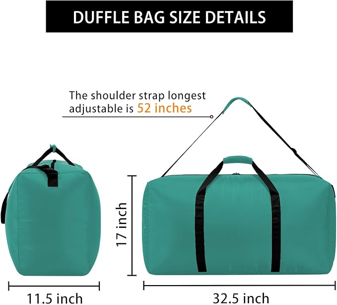 105L Extra Large Duffel Bag, 32.5 inch Travel Duffel Bag lightweight Luggage Bag-Green