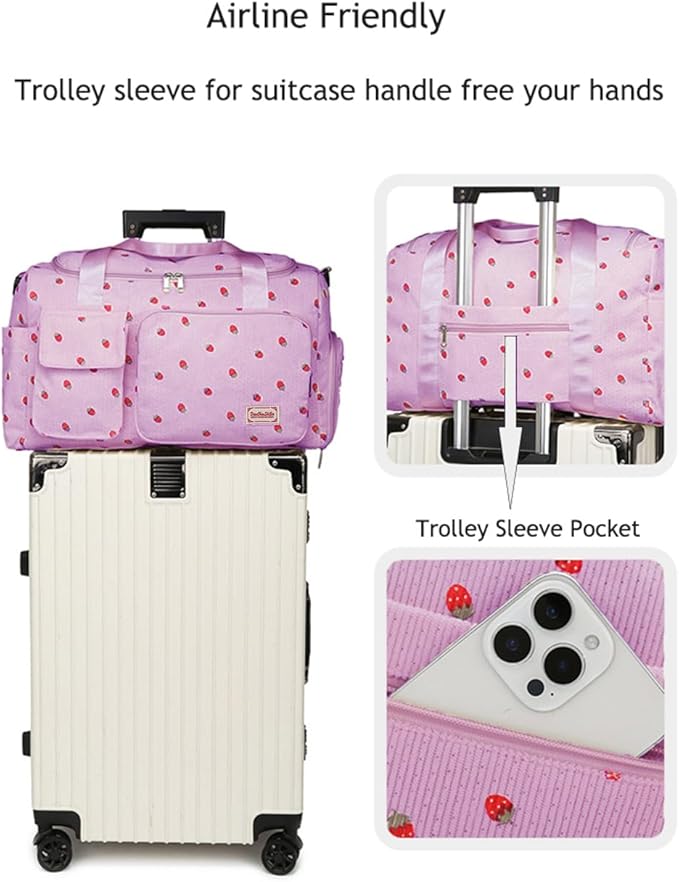 Gym Bag Sport Duffel Overnight Weekender Travel Bag with wet pocket and shoe pocket K05 Purple