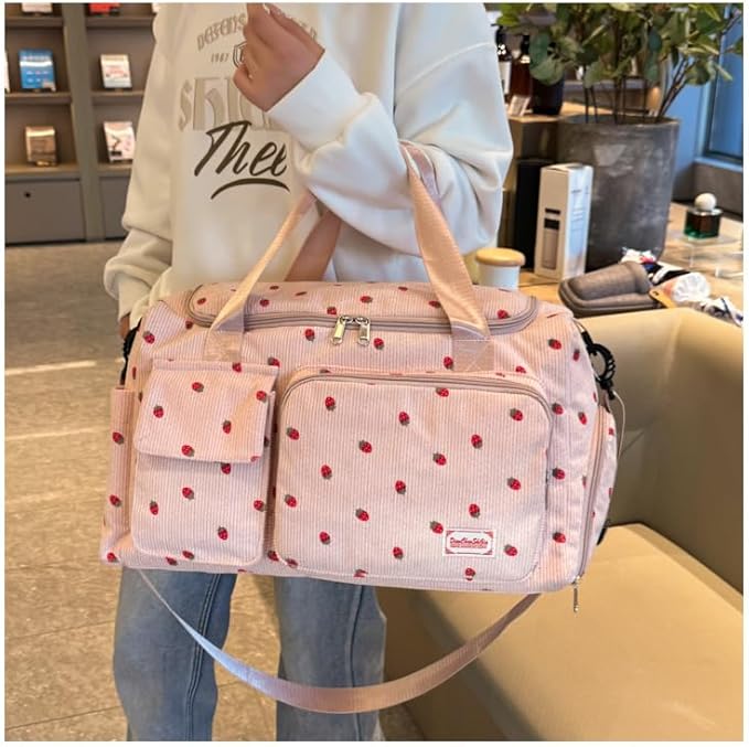 Gym Bag Sport Duffel Overnight Weekender Travel Bag with wet pocket and shoe pocket K04 Pink