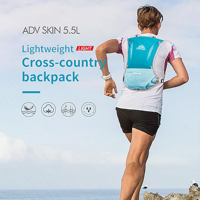 AONIJIE 5L Running Hydration Vest Pack with 500ml Soft Flask Adjustable & Lightweight Hydration Backpack for Marathon Race Hiking Cycling