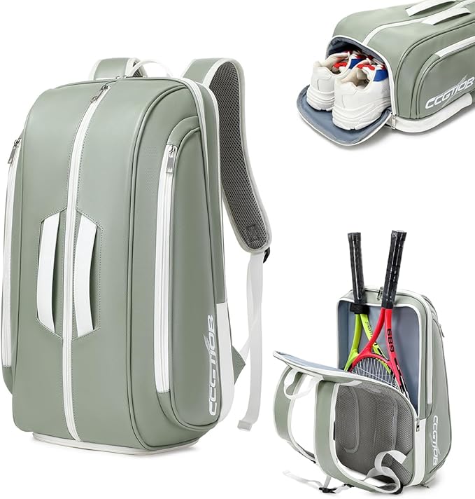 Tennis Racket Bag Pickleball Padel Backpack With Shoe Compartment, Laptop Sleeve,Fence Hook,Ball Sleeve
