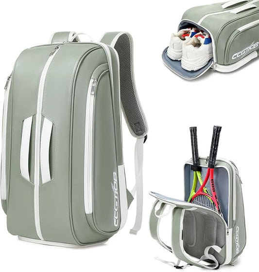 Tennis Racket Bag Pickleball Padel Backpack With Shoe Compartment, Laptop Sleeve,Fence Hook,Ball Sleeve