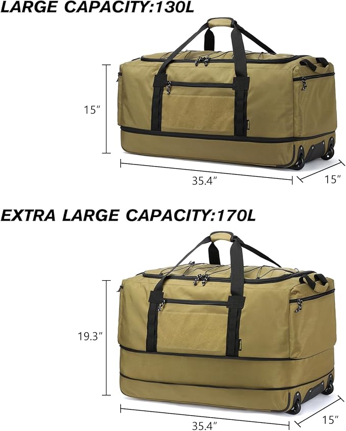 170L Extra Large Baseball Bag with Wheels Gym Duffle Softball Catchers Coach Team Equipment Bags Collapsible Rolling Travel Duffel Bat Gear Bag for Hockey Basketball Football Volleyball Soccer