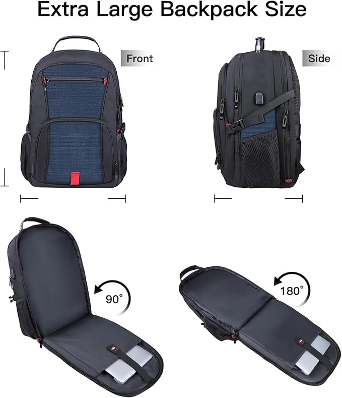 ANTERK Laptop Backpack, 18.4 Inch Laptop Backpacks for Men Women with USB Port, 55L Anti Theft Water Resistant College Bussiness TSA Airline Approved Work Computer Backpack, Blue