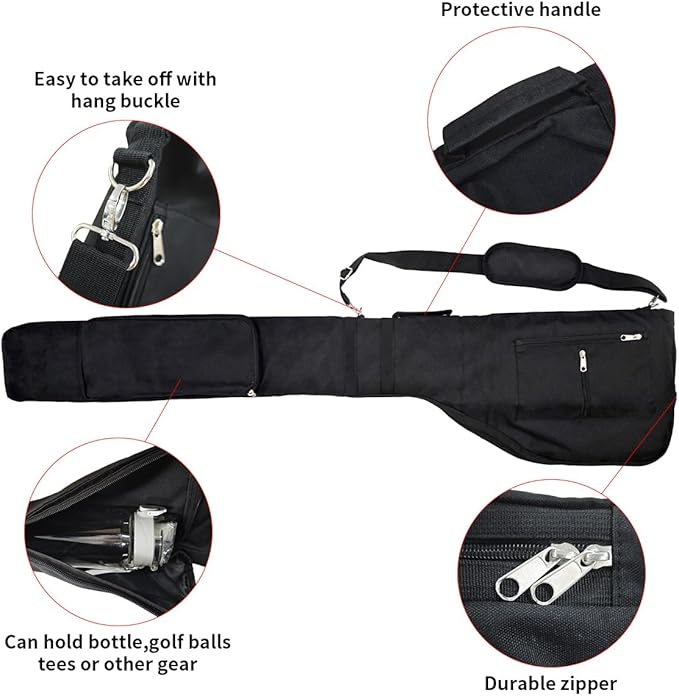 Bejetca Sunday Golf Bag, Portable Foldable Golf Club Travel Bag, Holds 8-10 Golf Clubs, Waterproof Mini Carrying Golf Bag for Women, Men