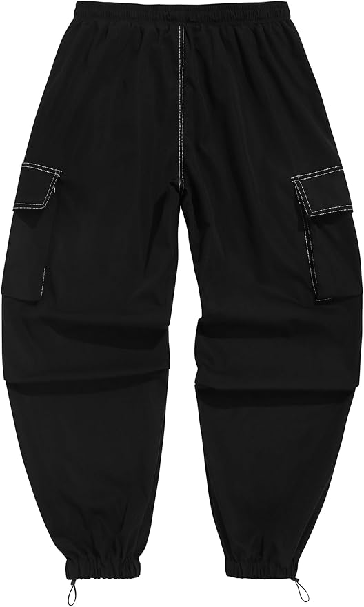 ZAFUL Men's Parachute Pants Casual Baggy Cargo Drawstring Trouser