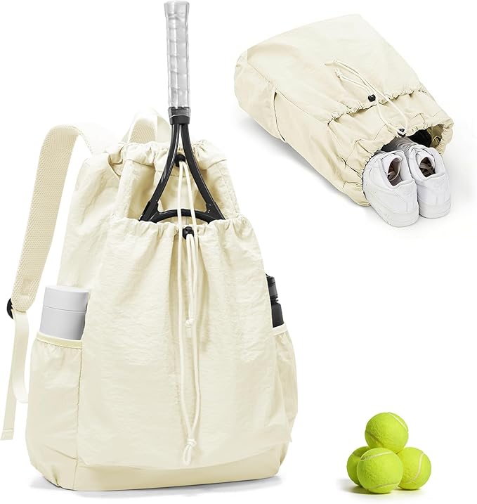 coofay Tennis Bags for Women Men Pickleball Bag Beach Tennis Racket Bag Drawstring Pickleball Tennis Backpack Badminton Bags