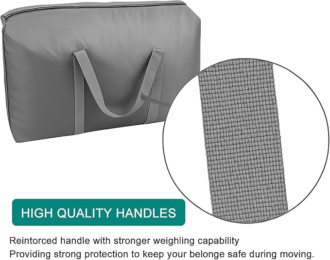 100L Extra Large Storage Bags, Big Moving Bags with Strong Zippers & Carrying Handles, Packing Bags for Moving, Storage, Travel and Camping, Storage Totes For Space Saving (Grey, 4 Pack)